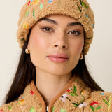 Embroidered Fleece Beanie - Teddy Garden