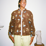 EMBROIDERED FLEECE JACKET - BLOSSOM ESPRESSO