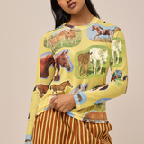 FIELD MESH TOP - HORSE GIRL