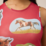 LILY MESH DRESS - HORSE GIRL RED