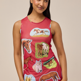 LILY MESH DRESS - HORSE GIRL RED